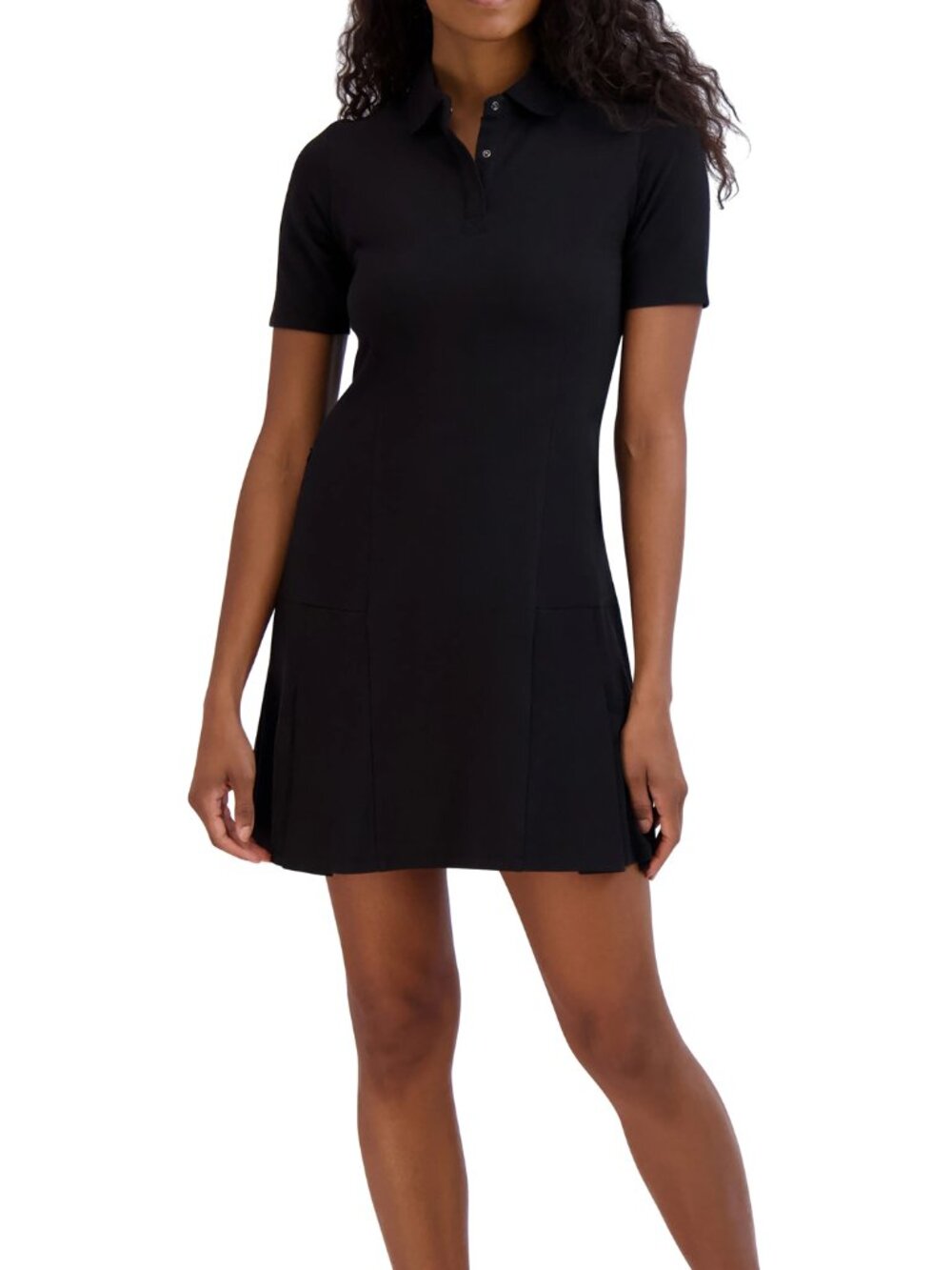 SAGE Collective On Step Black Polo Mini Dress Pleated Preppy Medium
